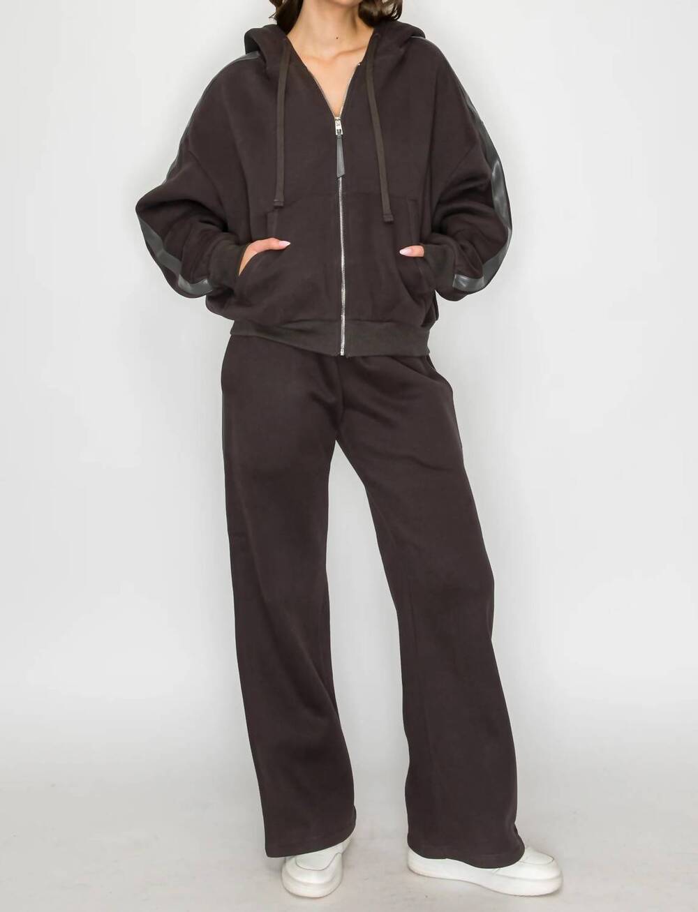 NEW KNIT RIOT glide zip hoodie in charcoal